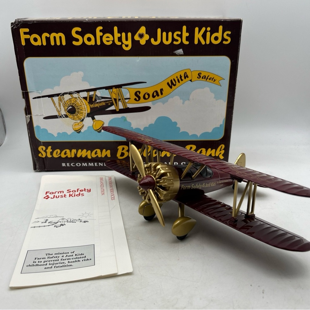 Vtg 1993 Spec Cast Models Stearman Biplane Bank 3.5”x8”x11”